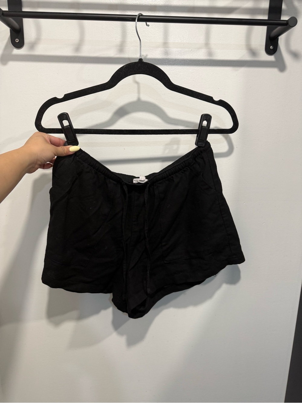 Garage Black Women's Drawstring Linen Shorts